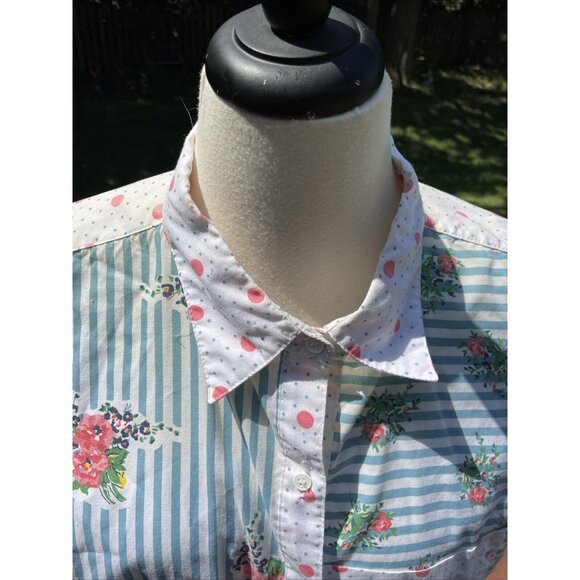 Vintage JIT Sleep Shirt Dress Floral & Polka Dot Print One Size Cotton Blend - Picture 3 of 11